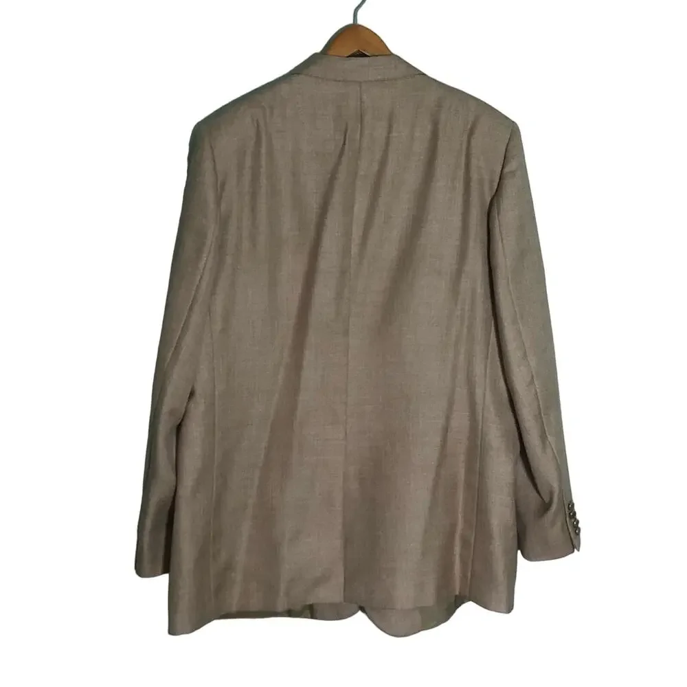 Vintage Lanvin wool blend beige natural unisex blazer sports coat 52R women’s XL